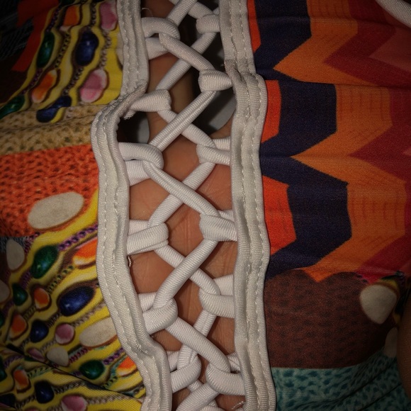 🩱 printed deep cut tie up high cut bathing suit - Picture 3 of 8